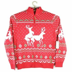 Tipsy Elves Ugly Christmas Sweater 1/4 Zip Reindee